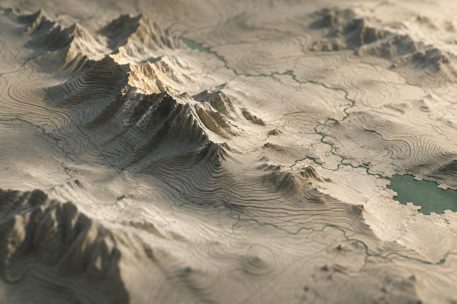 Detailed topographic relief map